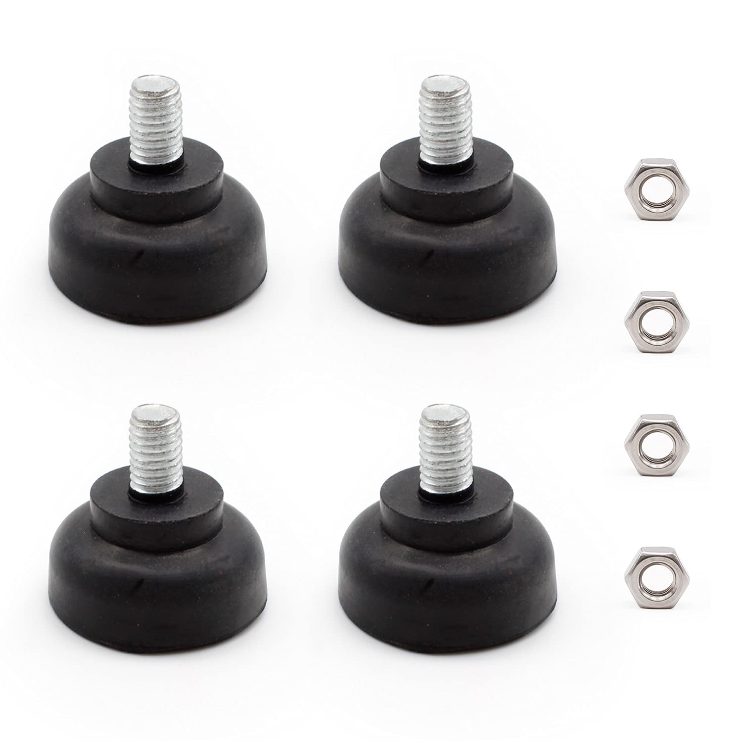 DEANKEJI Adjustable Feet, 4 Pcs Levelling Feet,M8 x 30mm Small Rubber Feet,Anti-Slip and Shock-Absorbing Rubber Base,Table Levellers with 4 Nuts for Furniture Foot Protection