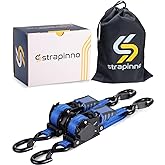 Strapinno Retractable Ratchet Straps - 1 in x 4 ft Heavy Duty Adjustable Boat Transom Tie Down, 2PCS, 2400lbs Breaking Streng