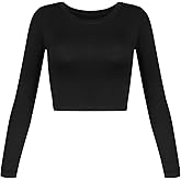 Womens Long Sleeve Crop Tops Basic Teen Girl Clothes Casual Cute Yoga Shirts Layering Slim Fitted Workout T-Shirt