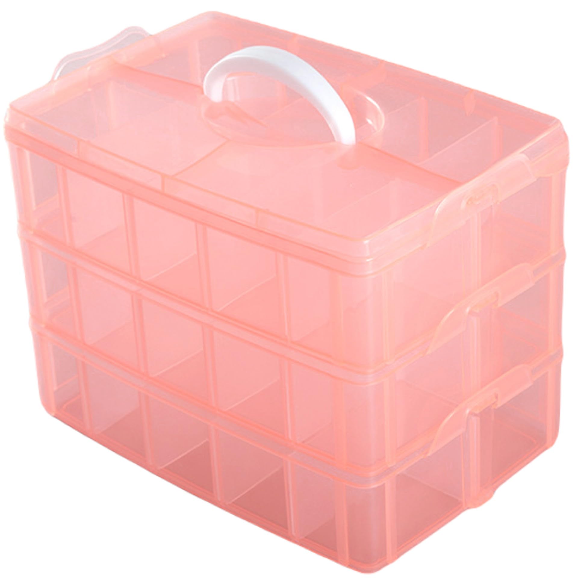 RYOHIN Lab.(良品ラボ) ベイブレード 収納 クリアケース 小物 収納ボックス パーツ入れ 持ち運び 半透明 仕切 30個収納 (クリアオレンジ)商品画像