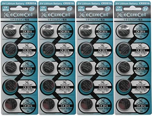 eCoreCell (20pcs) CR2016 5000LC 3V 3 Volt Lithium Single Use Non-rechargeable Button Coin Cell Battery