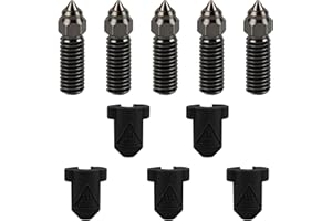 HIKUDIY 5PCS 0.4mm Hardened Steel Nozzles Silicone Socks Kit for Creality K1, K1 Max, Extruder Hotend Nozzles Kit for Creality K1, K1 Max, Ender 3 V3 KE, CR-M4, CR-10 SE 3D Printers