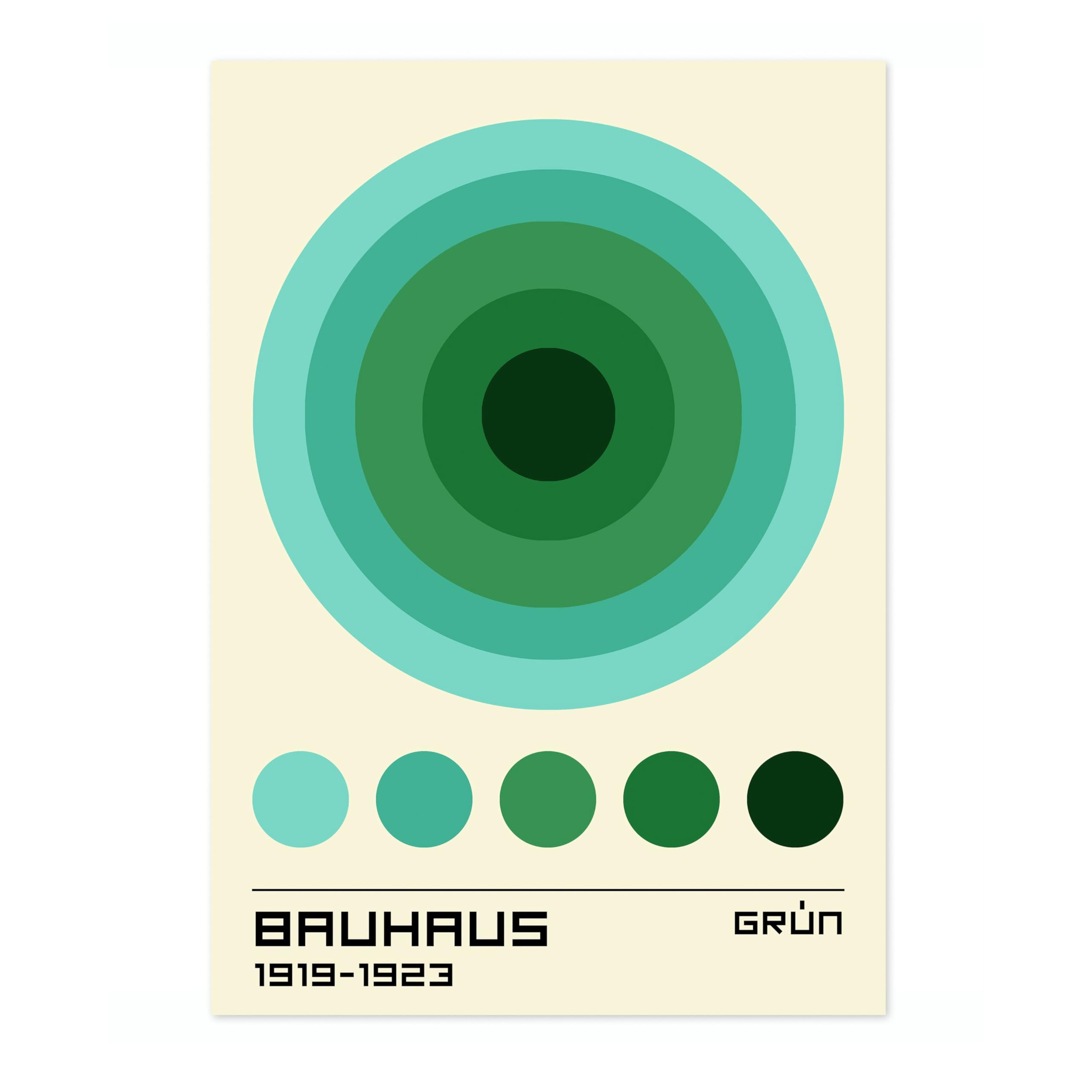 Green Circles Poster, Bauhaus Print, Framed Abstract Art, Mid-Century Wall Art, Modern Home Decor, Gift Idea, Archival Matte, A4 (Print Only) - 29.7x21cm