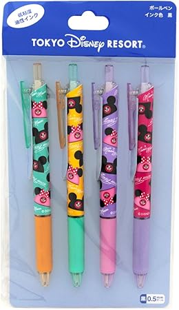 Amazon イヤーハット 総柄デザイン ボールペン 4本 セット ミッキー ミニー マウス ディズニー ペン 可愛い かわいい 文房具 リゾート限定 グッズ おもちゃ おもちゃ
