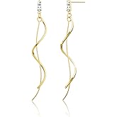 Moodear Dangle Earrings 3/4 Pairs Dainty 14K Gold Plated Earrings for Women Trendy Chain Earring Stacks Set Cubic Zirconia Drop Hoop Stud Hypoallergenic Earrings for Women Jewelry Gifts