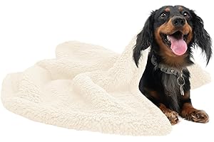 PETHUR Waterproof Dog Blankets for Medium Dogs, Calming Cat Blankets for Indoor Cats Washable, Soft Sherpa Pet Blanket for Couch, 29"x40", Beige