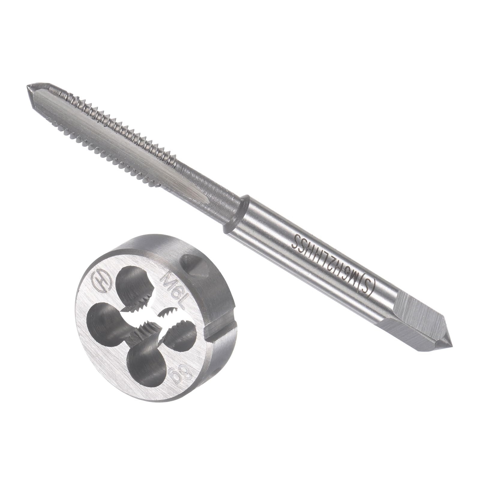 CoCud Tap and Die Set, M6 x 1 Thread, Left Hand Metric High-Speed Steel Machine Screw Tap & Round Die Tool Kit - (Applications: for Threading Tapping Repairing), 1-Set