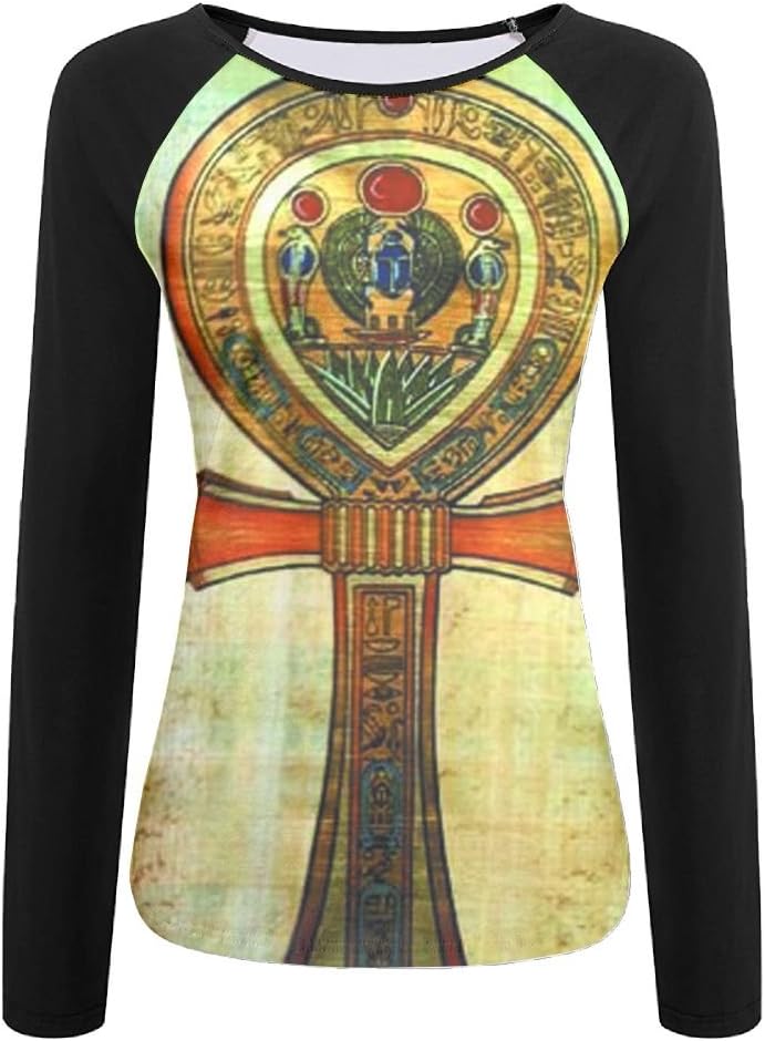 Women's Soft Basic Long Sleeve Ancient Egypt Egyptian Ankh Retro Shirt