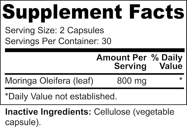BLEND CORE MORINGA ANTIOXIDANT CAPSULES – NATURAL MORINGA OLEIFERA – 800 MG ENERGY, METABOLISM, & IMMUNE SUPPORT.