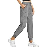 Buauty Women's Hiking Pants - Lightweight Quick Dry Cargo Joggers with Pockets, Elastic Waist for Outdoor and Travel