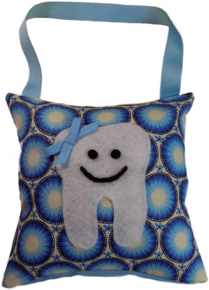 Tooth Fairy Pillow Keepsake, Girl's Sunflower and Daisy Floral Design Print - Blue Flowers