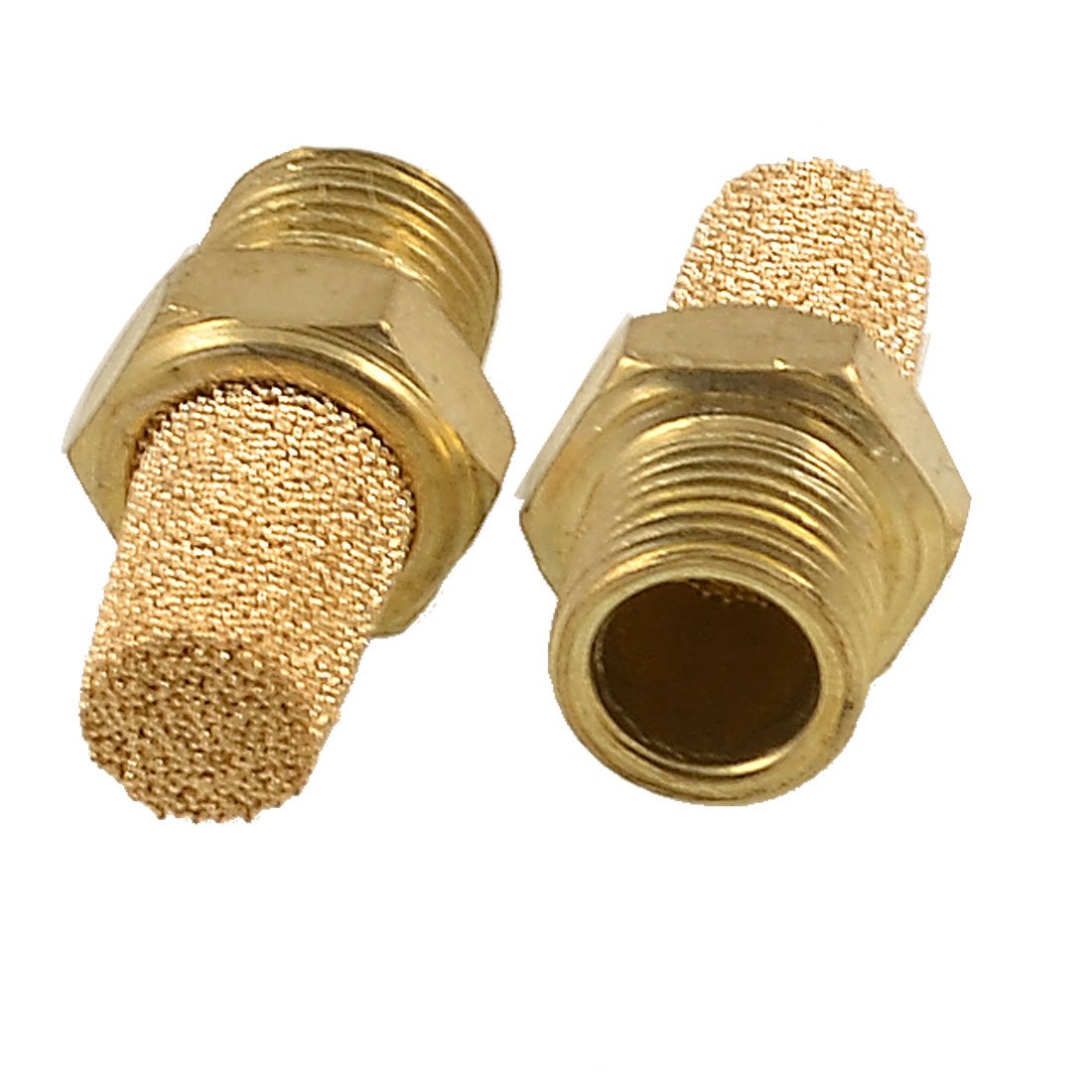 sourcingmap 2pcs 1/8" PT Male Thread Brass Pneumatic Valve Muffler Silencers