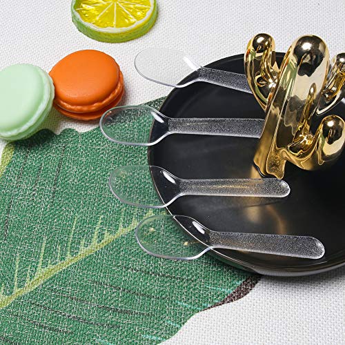 3 otters 100PCS Plastic Tasting Spoons, Disposable Mini Tasters 3.5inch Plastic Spoon Great Disposable Spoons, Extra Sturdy, BPA Free