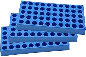 LSVERDE 3 Pcs Vial Rack for 4ml/5ml HPLC Sample Bottles,50 Holes with Diameter 16 mm, Stackable Vial Racks, Centrifuge Tube Rack, Bottle Racks(Blue)