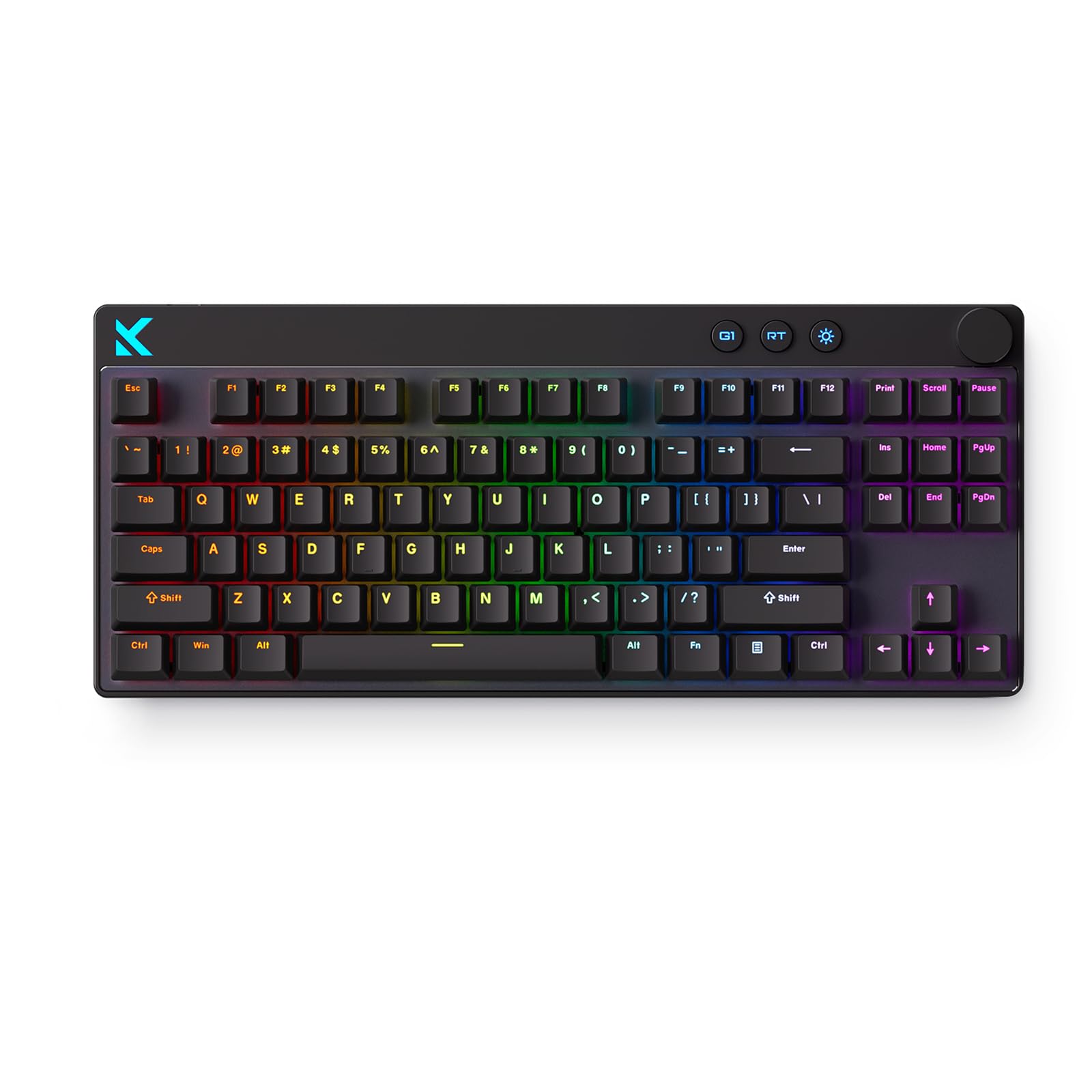 MCHOSE Mix 87 TKL Wired Gaming Keyboard Magnetic Switch Hall Effect Keyboards Rapid Trigger SOCD 8K Polling Rate Volume Knob Adjustable Actuation Point RGB Lighting HotSwap Black Apollo Switch
