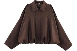 JoinQueen Faux Suede Jacket Women Oversized Long Sleeve Zip Up Epaulet Bomber Leather Jackets Oversized Casual Coat