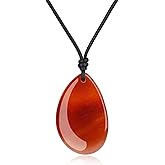 COAI Genuine Leather Necklace for Women, Big Teardrop Heart Pendant Crystal Necklace for Women