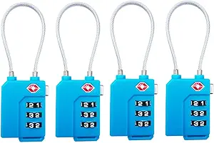 TSA Lock Security 3 Digit Combination Suitcase Luggage Bag Code Lock Padlock (Blue-4-Pack)