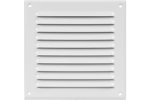 HVAC OV 6" x 6" Inch White Stainless Steel Square Vent Cover - HVAC Louvered Air Return Grille - Built-in Protection Screen - Fresh Air Exchange in Your Household