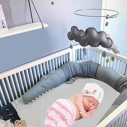 Funihut Bettumrandung Baby Nestchen Kinderbett Stoßstange Weben Bettumrandung Kantenschutz Kopfschutz für Babybett