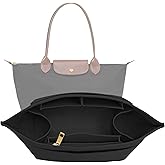 LOUKAYCCI Purse Organizer Insert for Longchamp Le Pliage L Handbag Insert Felt Long Champ Tote Bag Organizer Insert with Cup (Black, Large)