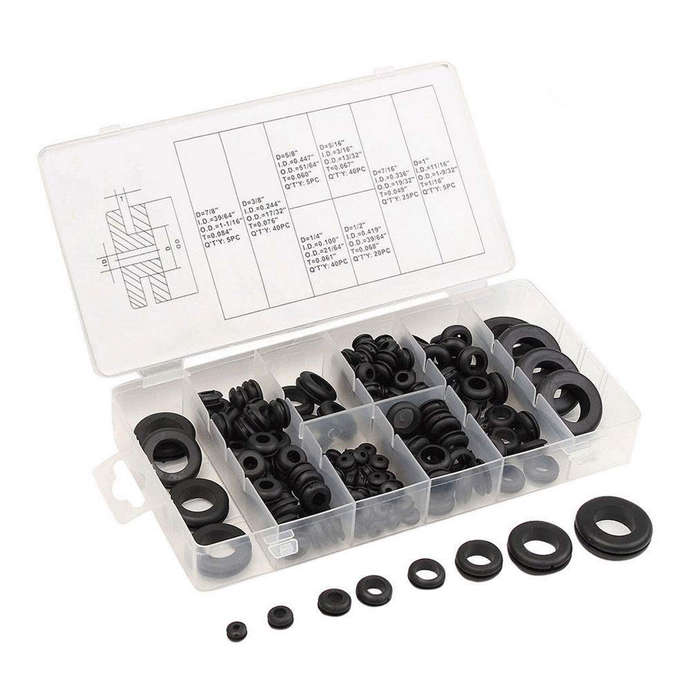 Mintice 180Pc Rubber Grommet Assortment Set Fastener Kit Blanking 18 Popular Sizes O Ring Plumbing Gasket Seals Car Auto Repair