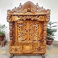 Peacock Design Door Temple Teak Wood Wooden Temple/Pooja Mandir/Mandapam/Home Temple/Wooden Temple/Home Temple/Pooja Mandir/Temple for Home/Office Temple