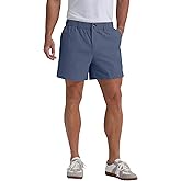 Askdeer Men's 5.5" Shorts Classic-fit Casual Elastic Waistband Shorts Summer Walking, Office, Daily Wear with Multi-Pockets Dark Blue
