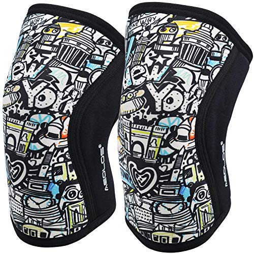 AEOLOS Knee Sleeves (1 Pair)，7mm Compression Knee Braces for Heavy-Lifting,Squats,Gym and Other Sports