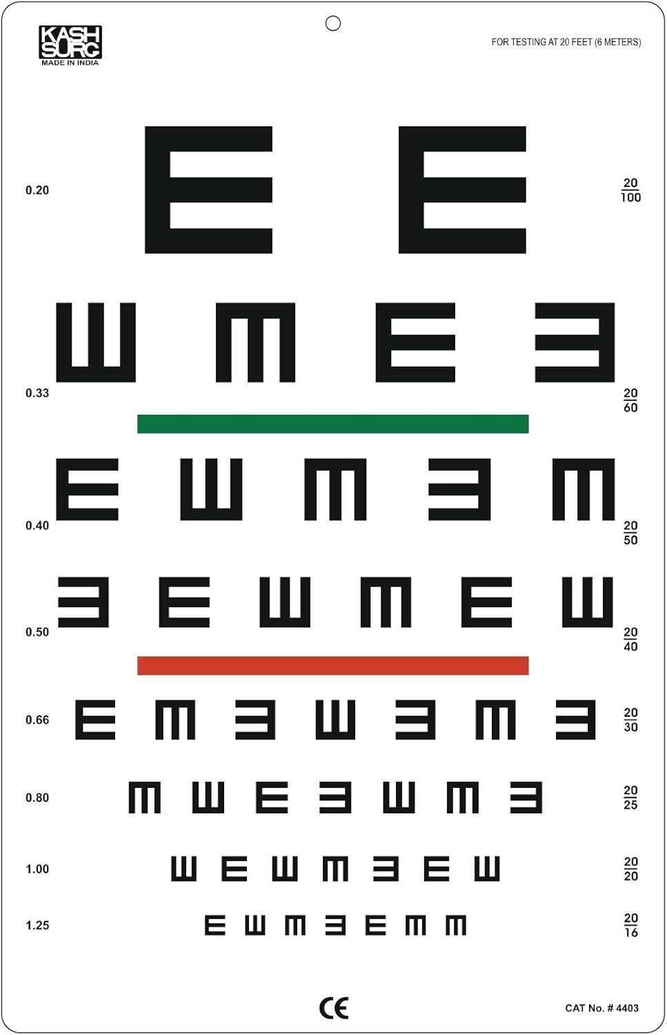 Amazon Com Illiterate Landolt E Charts With Red Green Lines 20 Feet Health Personal Care