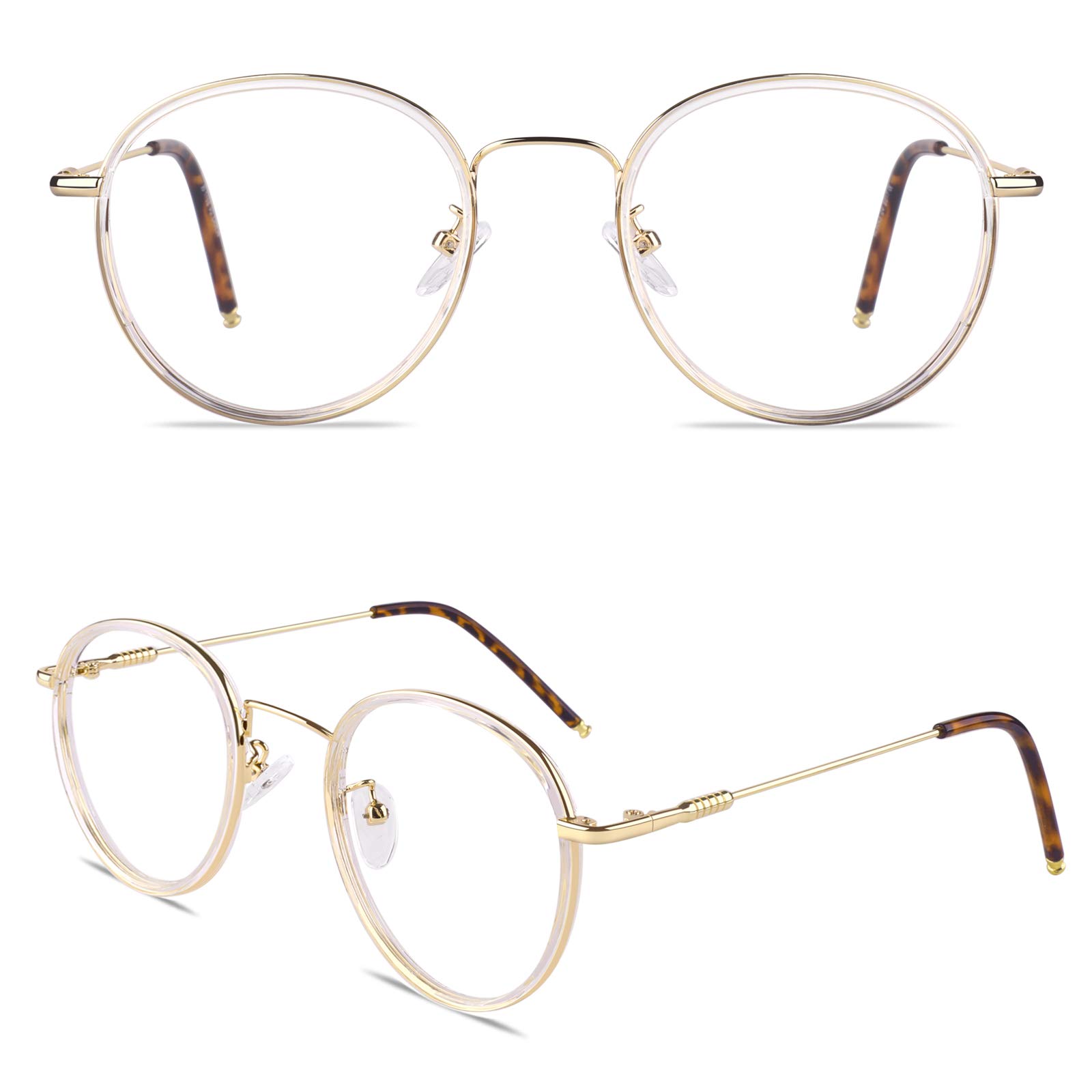 GQUEEN Blue Light Glasses Anti Eyestrain UV Glare Retro Round Blue Light Blocking Glasses for Women Men TV Phone Computer Gaming Eyeglasses