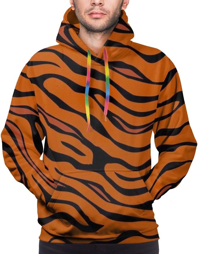 Ayt08G8 Pullover Hoodie for Men, Fashion Tiger Stripe Animal Pullover