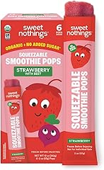Sweet Nothings, Strawberry, USDA Organic Kids' Squeezable Super Fruit Smoothie Pops, Pack of 6 - Dye-Free, No Added Sugar, Da