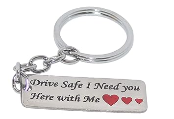 Aura Metal Single Sided Drive Safe Message Engraved Keychain (Multicolour)