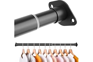LOMILD Adjustable Closet Rod for Hanging Clothes, 30 to 40 Inches Stainless Steel Rod for Closet Heavy Duty, Matte Black
