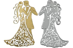LZBRDY Bride Groom Kiss Hug Wedding Metal Cutting Dies 3.5 by 2.8 Inch Die Cuts for Wedding Invitation Card Making and Scrapbooking