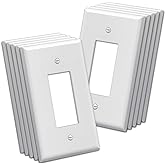 BESTTEN 10 Pack 1-Gang Oversize Decorator Wall Plate, Jumbo Decor Receptacle Outlet Cover, Unbreakable Polycarbonate Oversize
