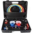 Novel Tech 3 Way AC Diagnostic Manifold Gauge Set for Freon Charging, with 5 FT Hose, R134A Tank Adapter. Fits R134A R12 R22 and R502 Refrigerants