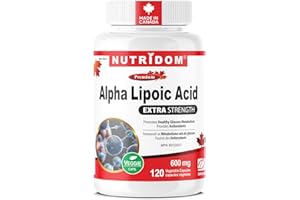 Nutridom Alpha Lipoic Acid 600 mg Capsules, 99%+ Purity, Antioxidant Support for Healthy Glucose Metabolism, Non-GMO, Vegan, 
