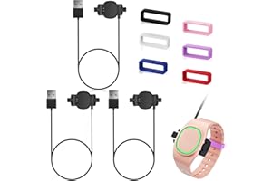 POLYJOY 3 Pack Compatible with Magic Band Plus Charger & 6 Pack Locks, 3.3FT Replacement Charger Only Compatible with Disney-Magic Band+, Multi-Color Security Clips Protectors