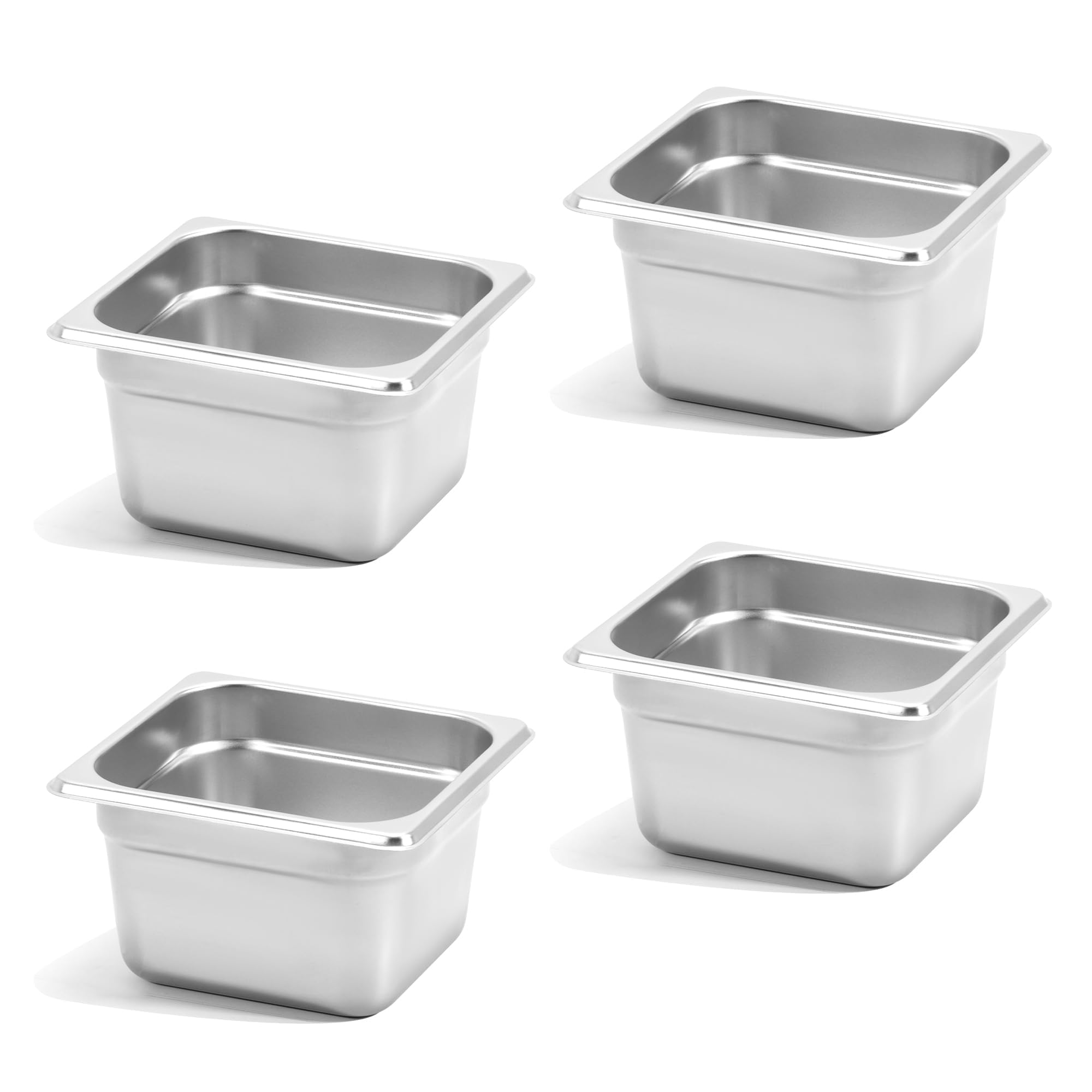 FUSON 4 Stück 1/2 Größe Dampftischpfannen – Edelstahl, 5,1 Cm Tief, 4 Quarts, NSF-zertifiziert