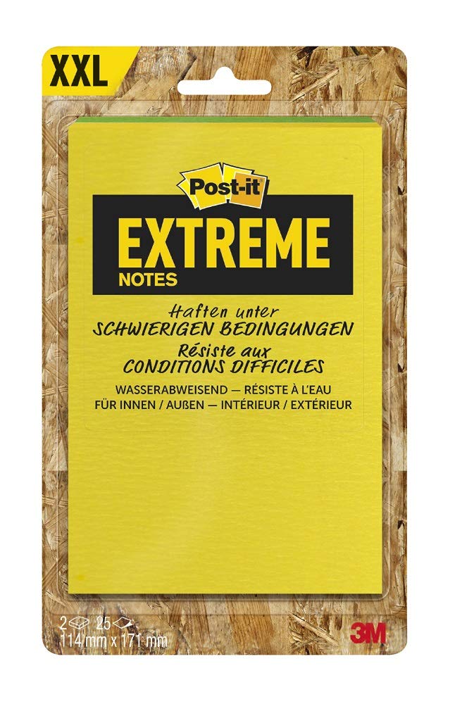 Post-it Notes Extreme 114 x 171mm, 2 Pads (Yellow/Green or Orange/Green)