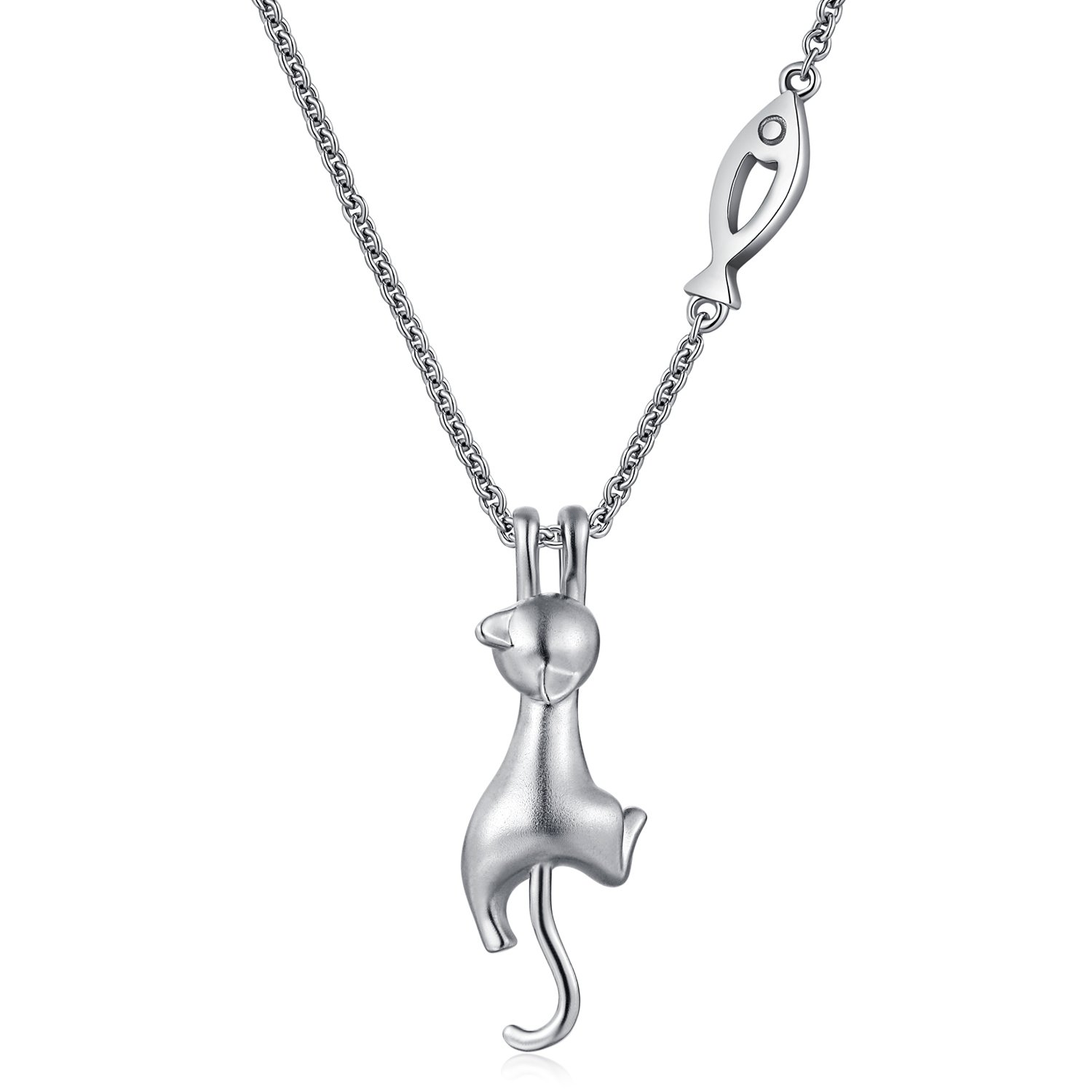 Cat Necklaces Cat Jewelry Necklace for Women Sterling Silver Cat Necklace/Cat Pendant Necklace,Cute Silver Cat Necklaces,Lucky Cat Necklace With Cat Pendant for Women Lovely Kitty Cat Necklace