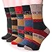 EBMORE Women Fashion Casual Snowflake Warm Crew Wool Cotton Winter Socks 5 Pack