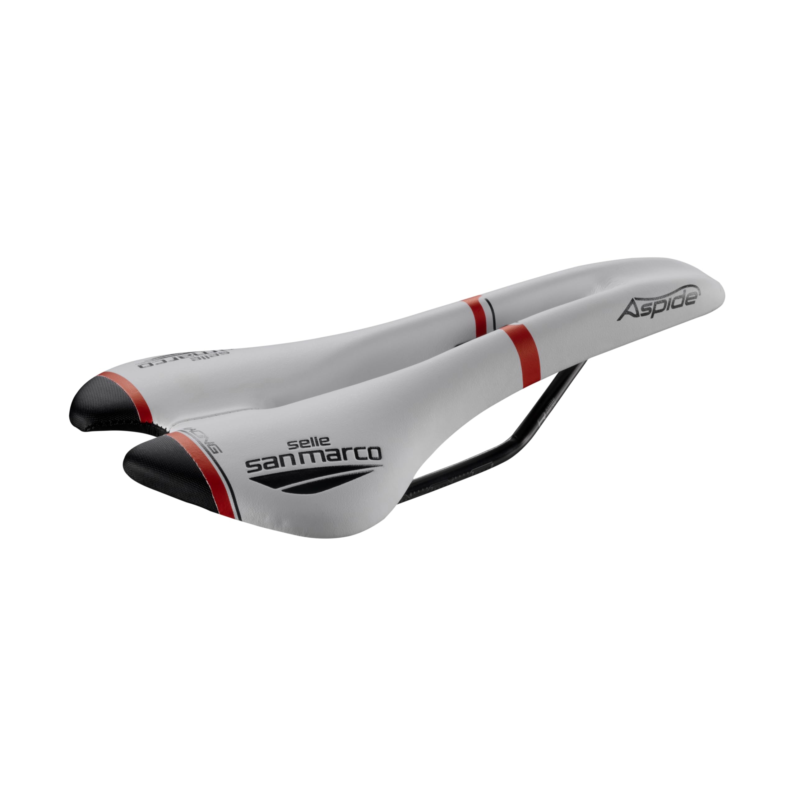Selle San Marco Aspide Open Fit Racing Saddle White/Black/Red Narrow (S2)