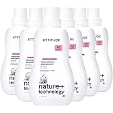 ATTITUDE Liquid Fabric Softener, Plant-Based & Vegan, HE Compatible, Naturally Derived, Unscented, 40 Loads, 33.8 Fl Oz (Pack of 6)