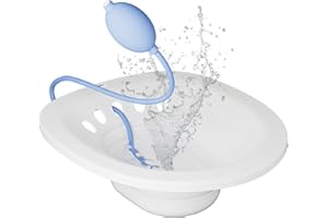 PRIDKEN Sitz Bath,Sitz Bath for Hemorrhoids, Sitz Bath for Toilet Seat, Sitz Bath for Postpartum Care,Collapsible Sits Bath Kit for Women,Easy to Store,Flusher Hose,Wide Seat,Deeper Bowl (Manual White)