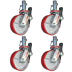Scaffold Caster 6" x 2" Red Wheels w/Locking Brakes