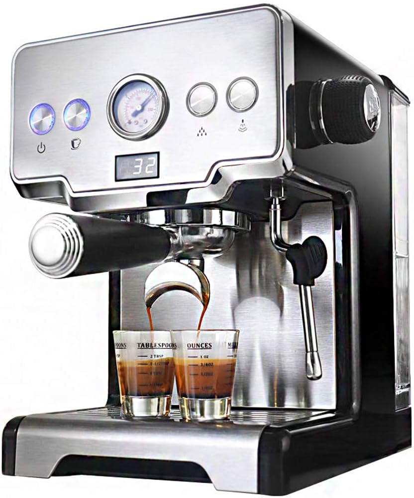 Italian Coffee Machine 15Bar/1450W/1.7L Espresso Coffee Maker Semi-Automatic Milk Foam Electric Coffee Maker with Temp Control Milk Jug