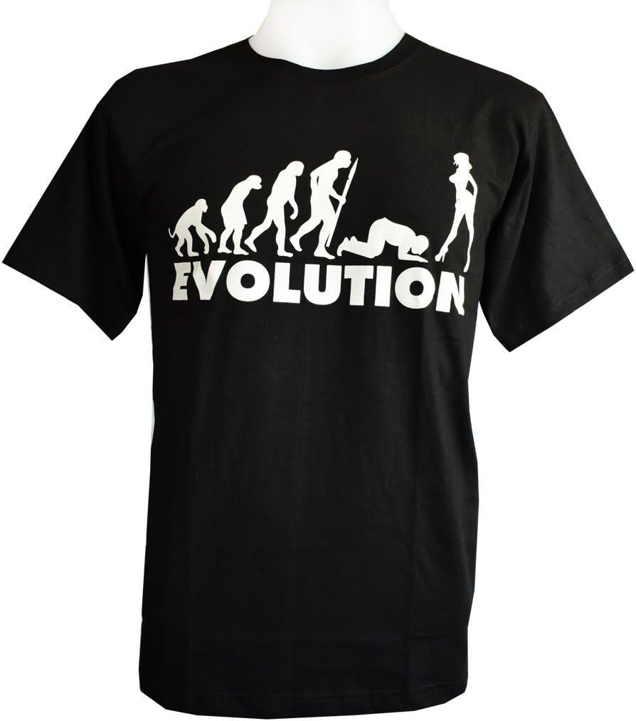 Evolution T-Shirt Monkey Human Slave of Woman Fun Gag Joke - Size M